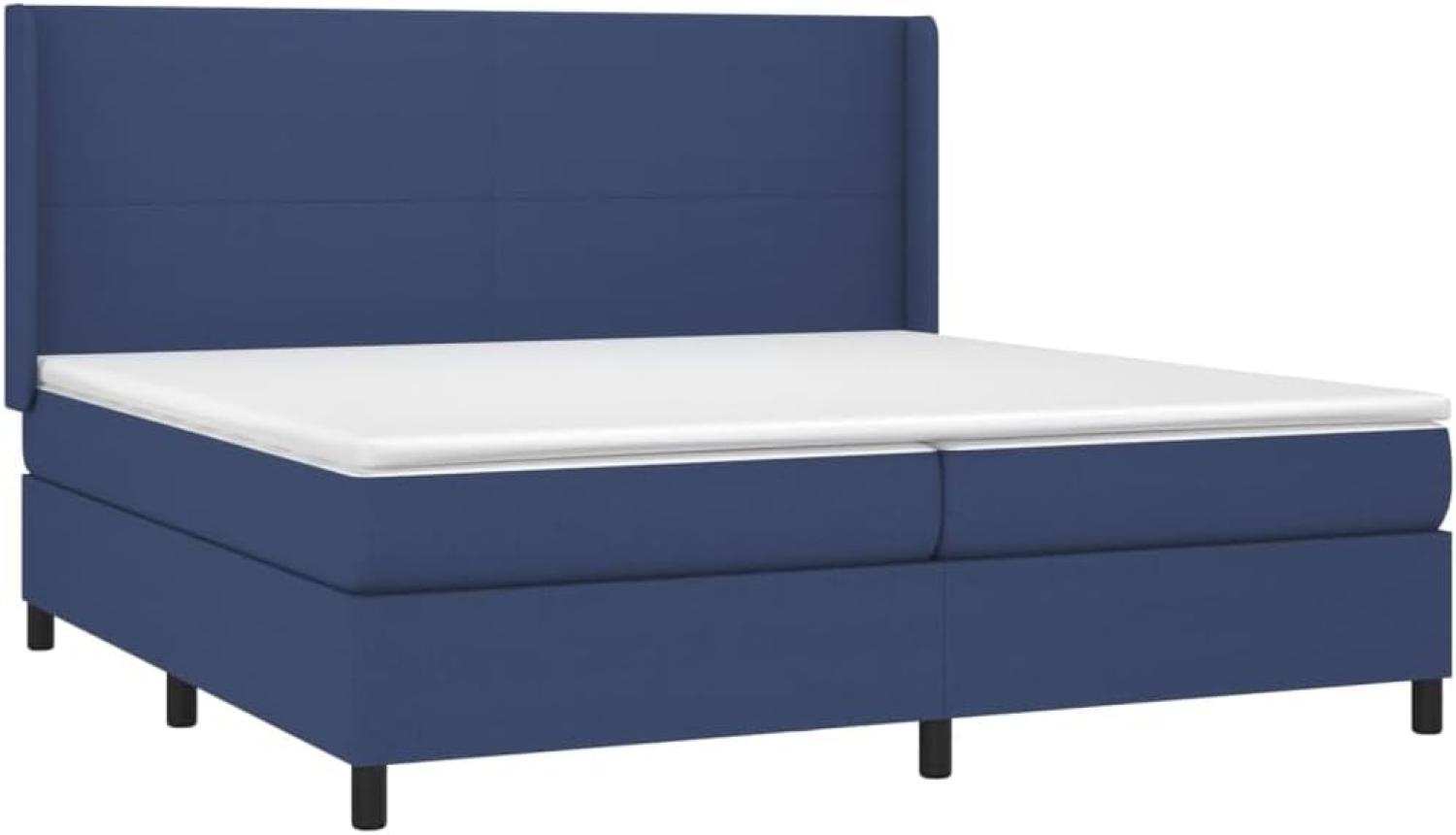 vidaXL Boxspringbett mit Matratze Blau 200x200 cm Stoff, Härtegrad: H2 [3131303] Bild 1