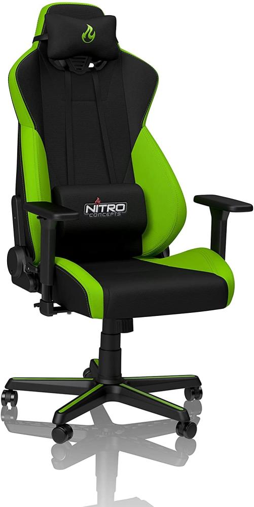 NITRO CONCEPTS S300 Gamingstuhl - Ergonomischer Bürostuhl Schreibtischstuhl Chefsessel Bürostuhl Pc Stuhl Gaming Sessel Stoffbezug Belastbarkeit 135 Kilogramm - Atomic Green (Grün) Bild 1