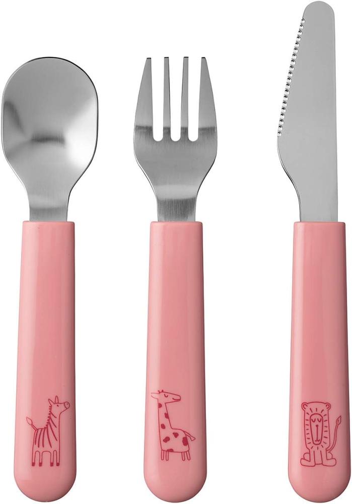 Mepal – Kinderbesteck 3-teiliges Set Mepal Mio – Kinderbesteck – Kinderbesteck ab 12 Monate – Inklusive Messer, Gabel & Löffel – 3er Set – Deep pink Bild 1