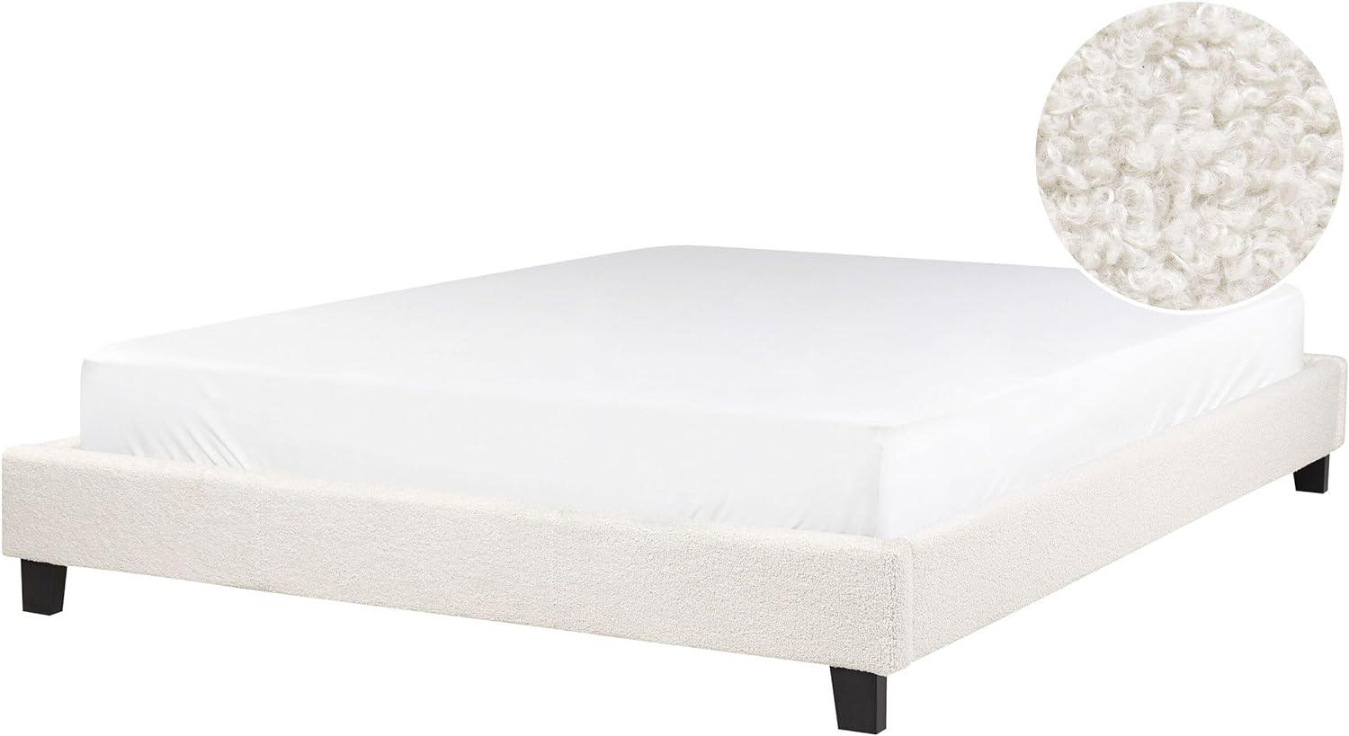 Bett mit Lattenrost ROANNE 160 x 200 cm Bouclé Creme Bild 1