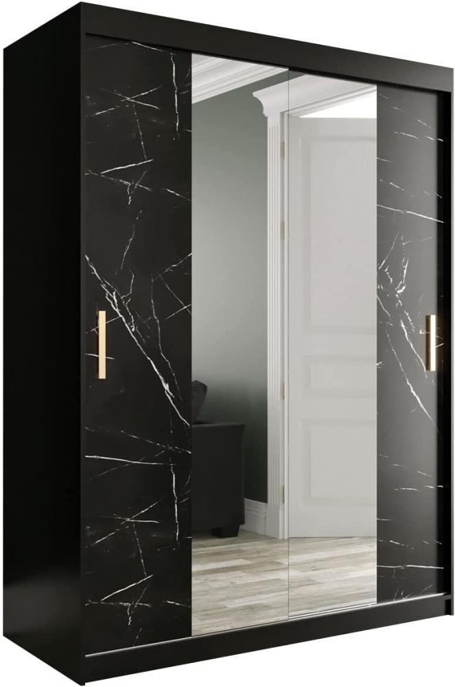 Kleiderschrank Kamoga T1 150 (Schwarz / Marmor Schwarz + Gold, ohne Schubladen) Bild 1