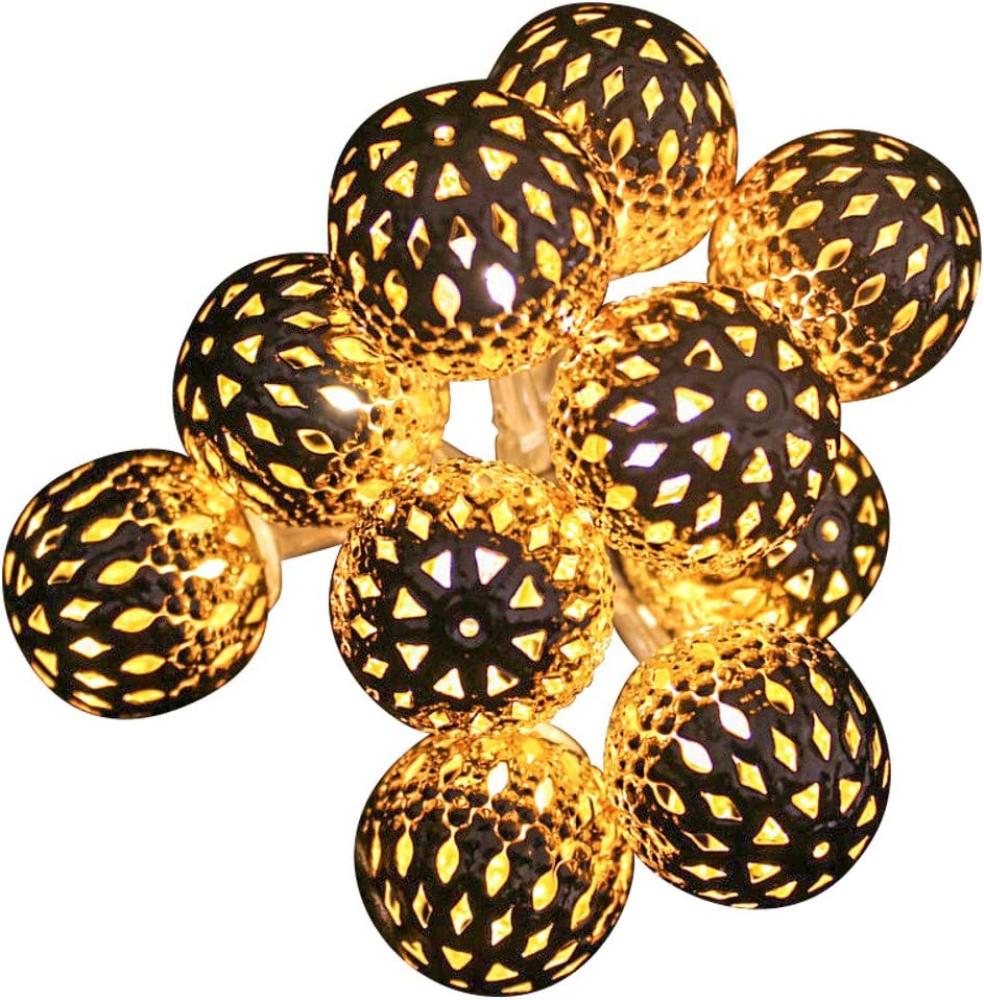 2x 10er LED Kugel Lichterkette Set Batteriekette Weihnachten Beleuchtung Deko Gold Bild 1