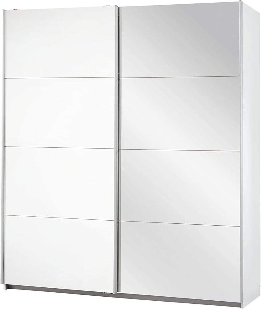 Rauch Möbel Caracas Schrank Kleiderschrank Schwebetürenschrank Weiß mit Spiegel 2-türig inkl. Zubehörpaket Basic 2 Einlegeböden, 2 Kleiderstangen, BxHxT 181x210x62 cm Bild 1