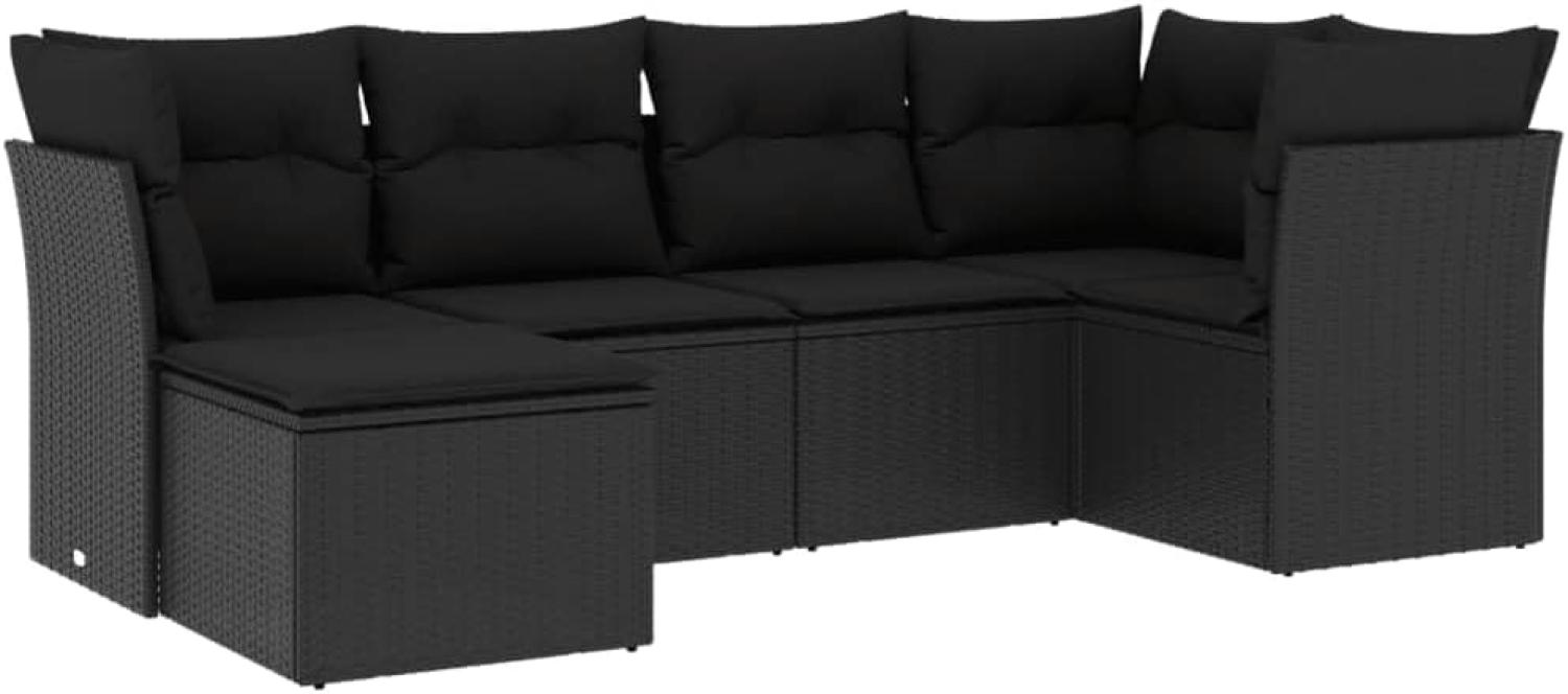 vidaXL 6-tlg. Garten-Sofagarnitur mit Kissen Schwarz Poly Rattan 3249784 Bild 1