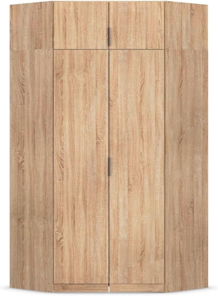 Rauch Möbel Lagoa, Kleiderschrank, Eckschrank, Garderobe für Schlafzimmer, Kinderzimmer, Jugendzimmer 4-türig, Farbe Eiche Sonoma, Holz, Breite 166 Bild 1
