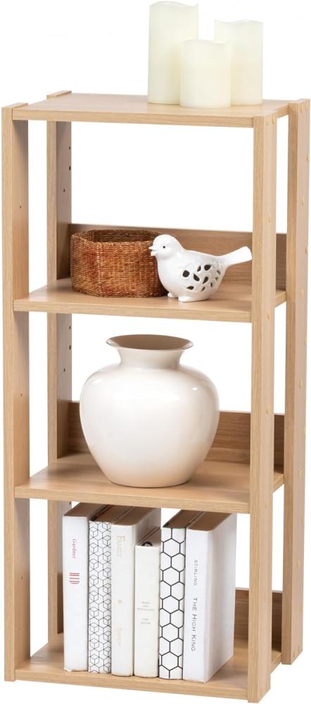 Iris Ohyama, Bücherregal, 3-stufiges Regal, 14 cm breite verstellbare Regale, Stabil, Industriell, Waschküche, Wohnzimmer, Flur, Schlafzimmer, Büro - Open Wood Rack OWR-400- Hellbraun Bild 1