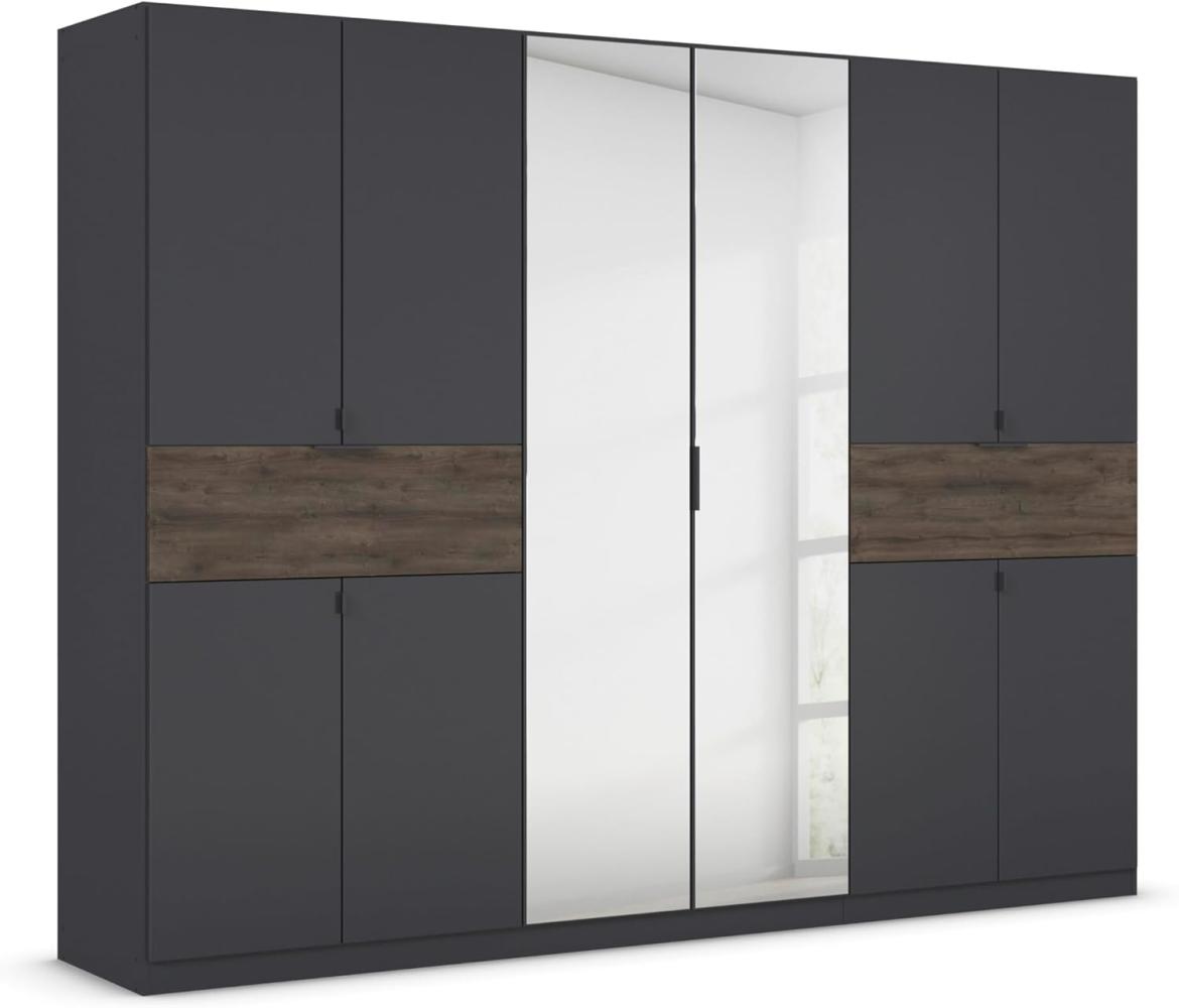 rauch Kleiderschrank, Drehtürenschrank TICAO, 10-türig, 2 Spiegeltüren, 2 Schubkästen, inkl. Türdämpferset, Grau metallic/Atlantik Oak dunkel, 271x210x54cm Bild 1