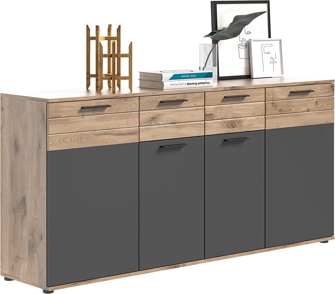 Xonox 'Mason' Sideboard, Spanplatte natur / grau, 87 x 40 x 180 cm Bild 1