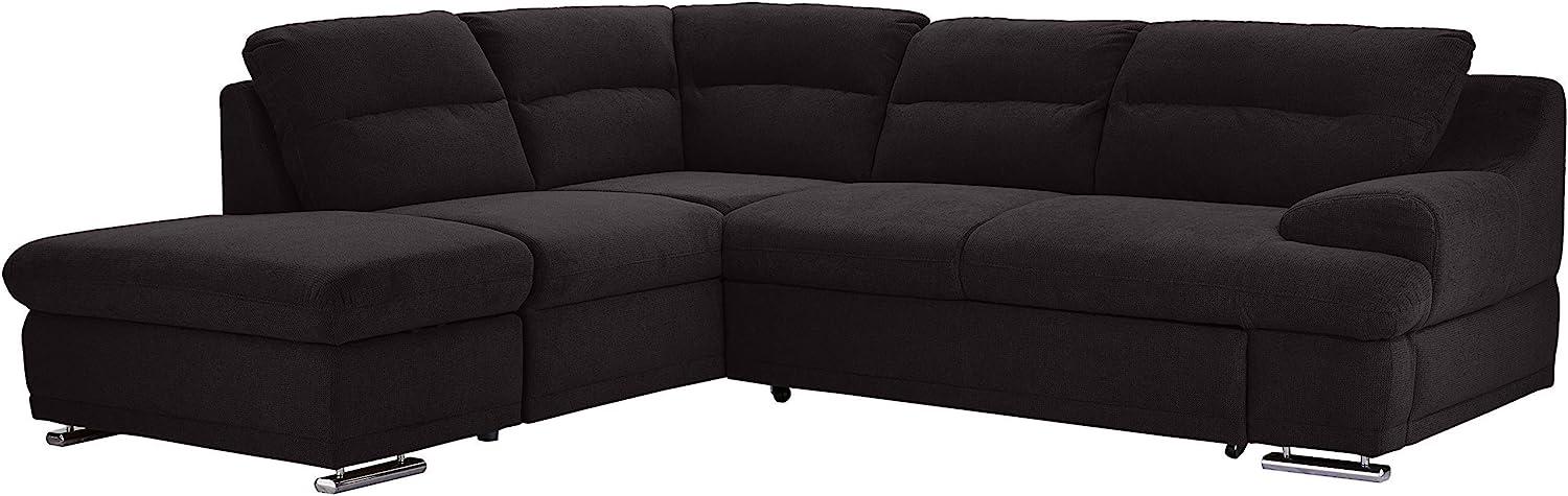 Mivano Ecksofa Coast / Große Schlafcouch in L-Form mit Ottomane links, Inkl. Bettfunktion und Stauraum, 264 x 88 x 217, Mikrofaser: schwarz Bild 1