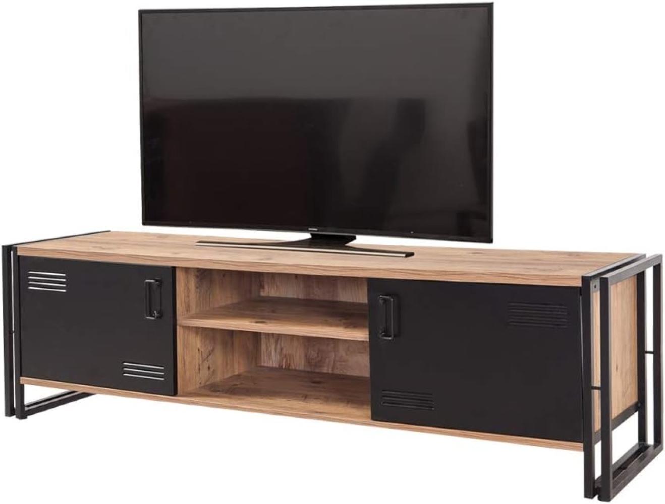 Selsey TV-Lowboard, Holzoptik/Schwarz, 180 x 50 x 45 Bild 1