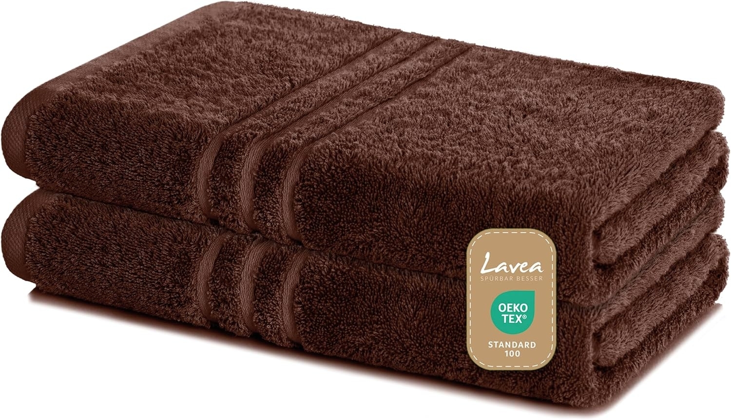 Lavea 2er Set Duschtuch 70x140 cm, Frottierserie Elena, Kaffeebraun Bild 1