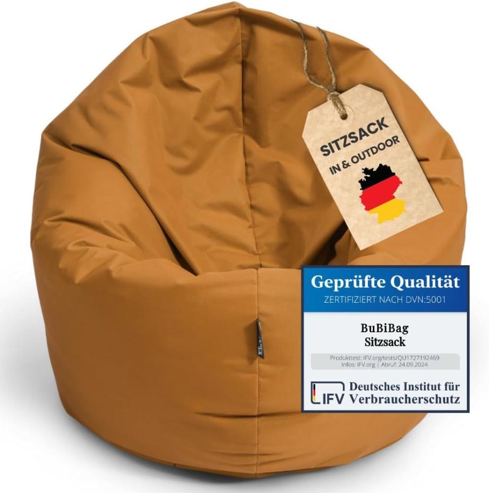 BubiBag Sitzsack für Erwachsene -Indoor Outdoor XL Sitzsäcke, Sitzkissen oder als Gaming Sitzsack, geliefert mit Füllung (125 cm Durchmesser, Sand) Bild 1