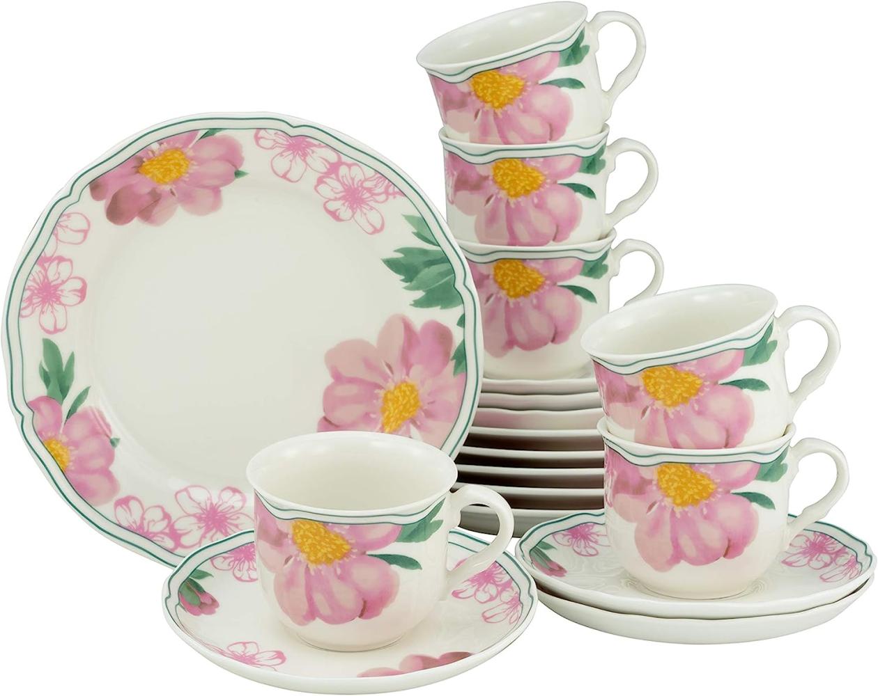 CreaTable 22754 Kaffeeservice Alba Rose für 6 Personen, Porzellan, mehrfarbig (1 Set, 18-teilig) Bild 1