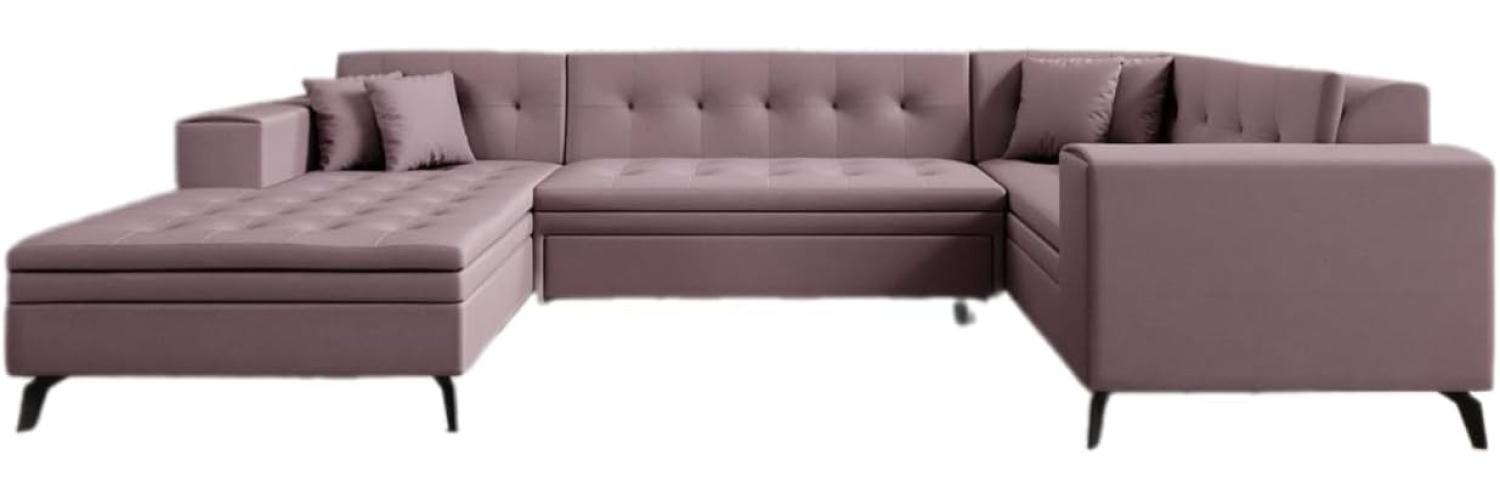 Designer Sofa Neola mit Schlaffunktion Stoff Rosé Links Bild 1