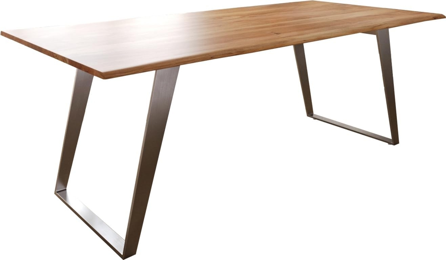 Esstisch Edge 200x100 S Akazie Natur Edelstahl Schräg Live-Edge Bild 1