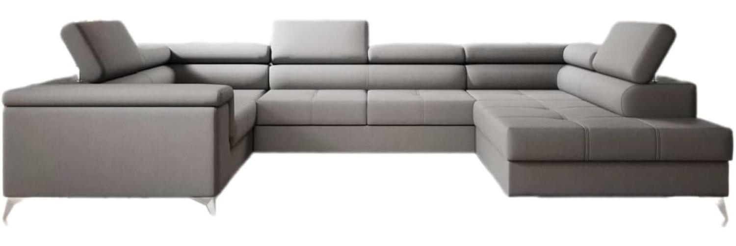 Designer Sofa Torino mit Schlaf- und Klappfunktion Stoff Grau Rechts Bild 1