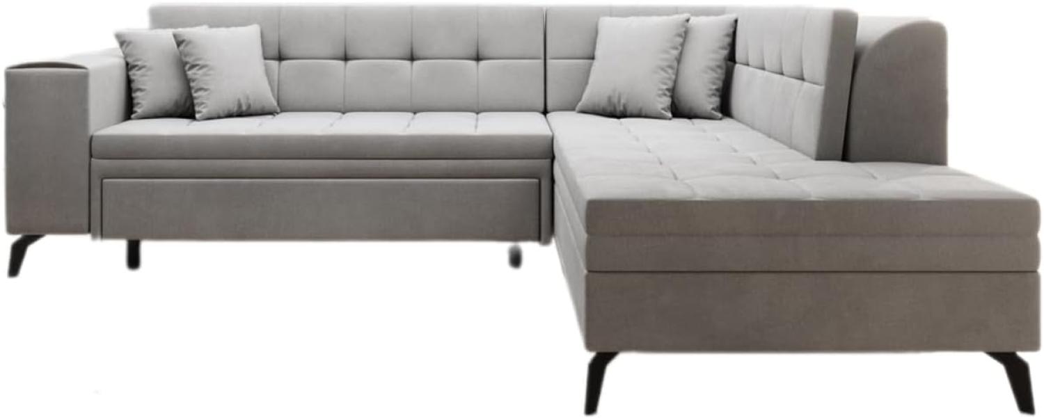 Designer Sofa Lania mit Schlaffunktion Samt Hellgrau Rechts Bild 1