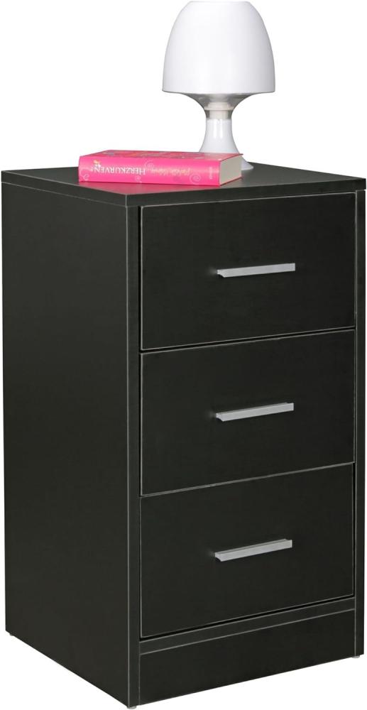 Wohnling Nachtkonsole Boxspringbett OLE mit 3 Schubladen in Holz Modern | B x H x T: 37,5 x 68 x 35 cm | Design Nachtkästchen | Nako - Nachttisch Kommode | Nachtschrank Bild 1