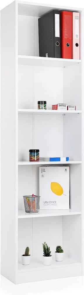 ADGO Bücherregal mit Fächern, Schmaler Schrank, Aufbewahrungsregal, Offenes Standregal, Büroregal, Regal Schranke, Ordnerregal, Aktenregal, Büromöbel Büro Möbel, Wandregal, Raumteiler (R40, Weiß) Bild 1