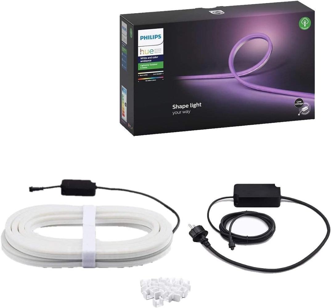 Philips Hue White & Color Ambiance Outdoor Lightstrip 5m 1400lm, dimmbar, 16 Mio. Farben, steuerbar via App, kompatibel mit Amazon Alexa (Echo, Echo Dot) Bild 1