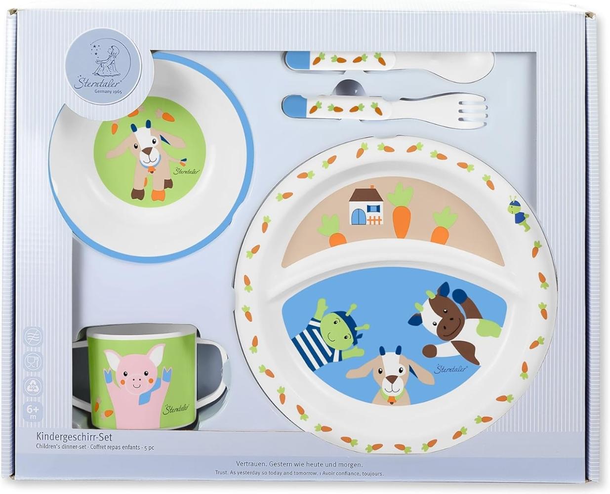 Sterntaler- Kindergeschirr-Set Wieslinge, Teller, Schale, Löffel, Gabel, Tasse, ab 6+m Bild 1