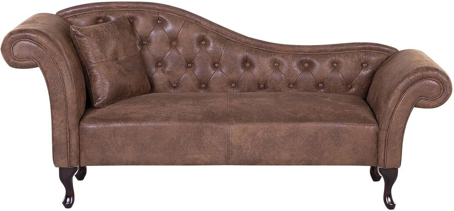 Chaiselongue Kunstleder hellbraun linksseitig LATTES Bild 1