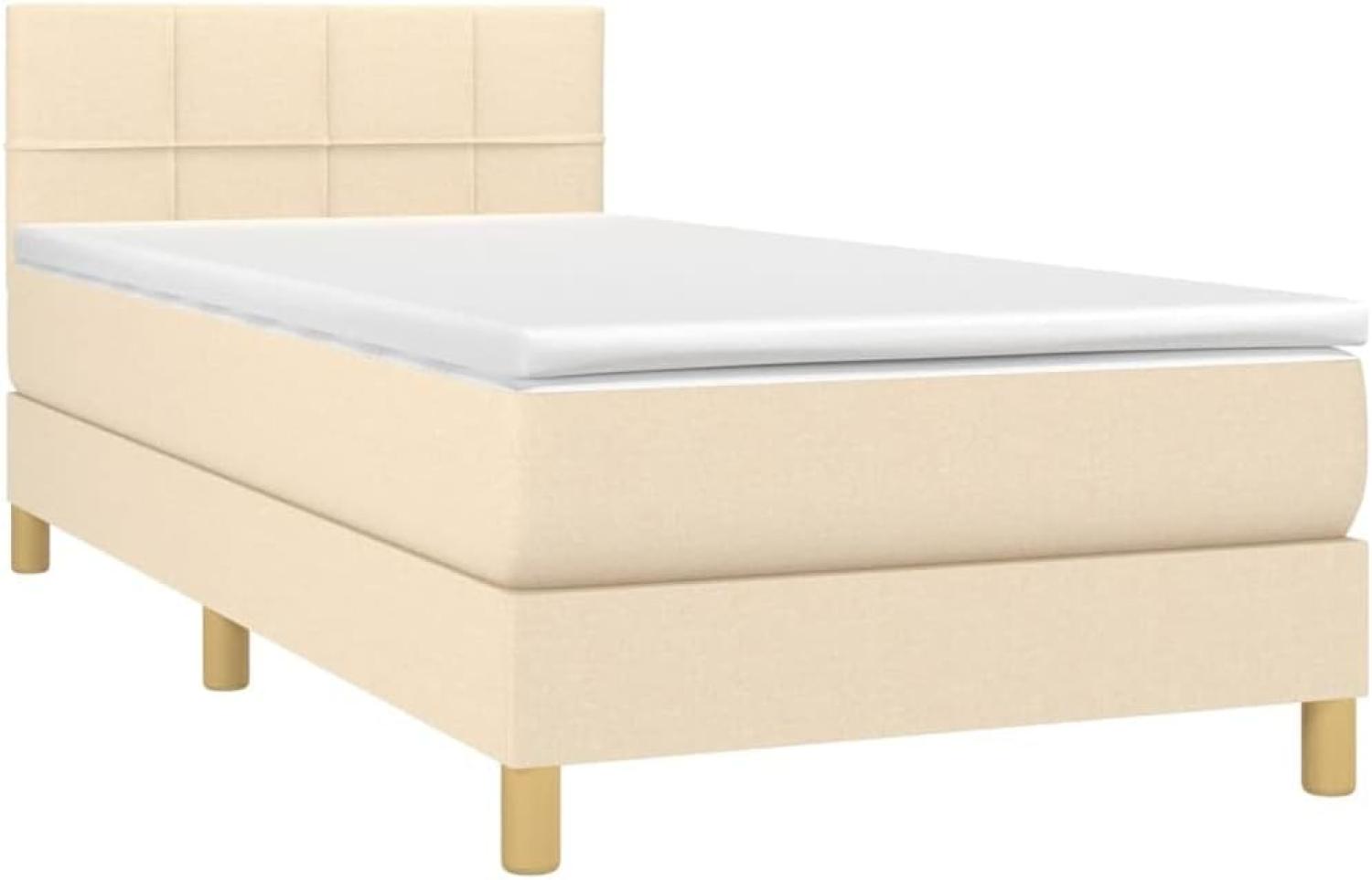 vidaXL Boxspringbett mit Matratze Creme 80x200 cm Stoff, Härtegrad: H2 [3140574] Bild 1