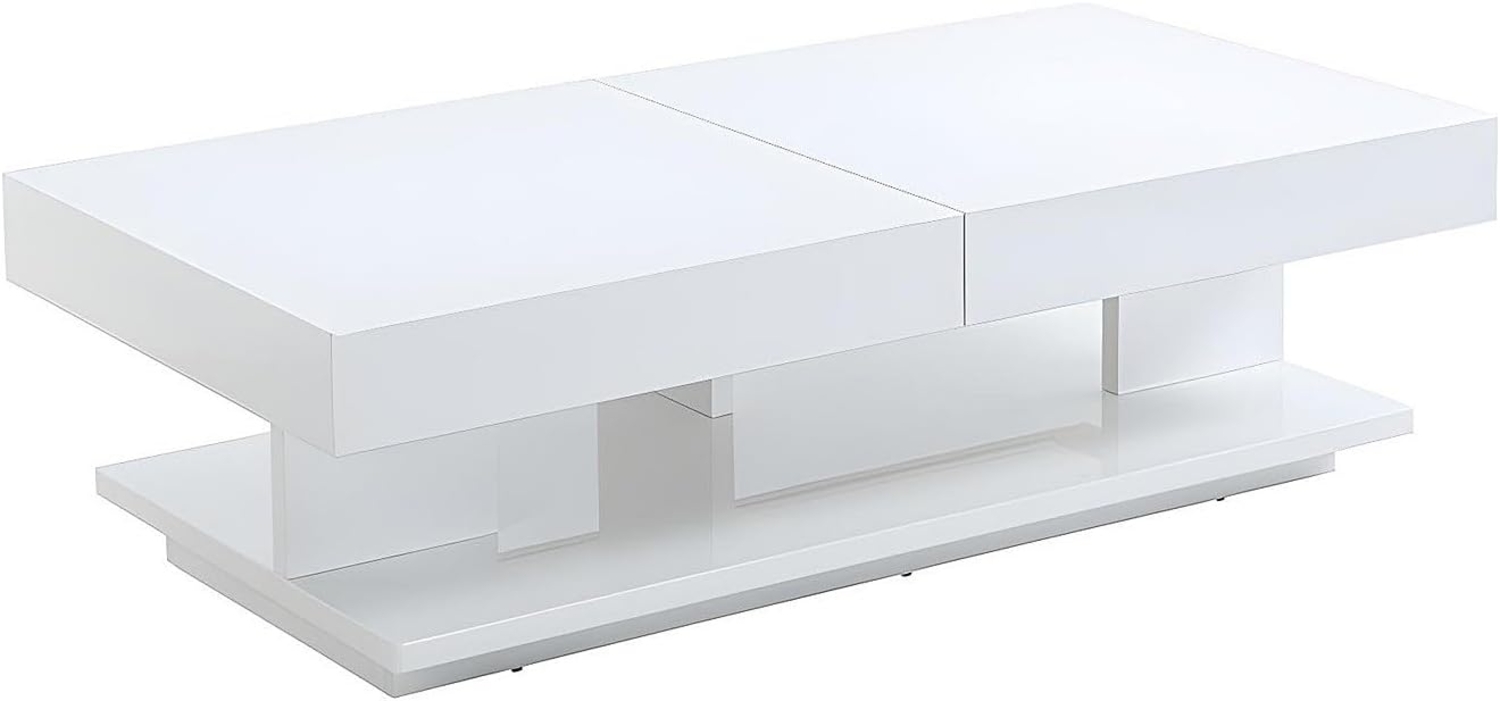 Vente-unique - Couchtisch mit Stauraum - MDF lackiert - Weiß - ARAMIS Bild 1