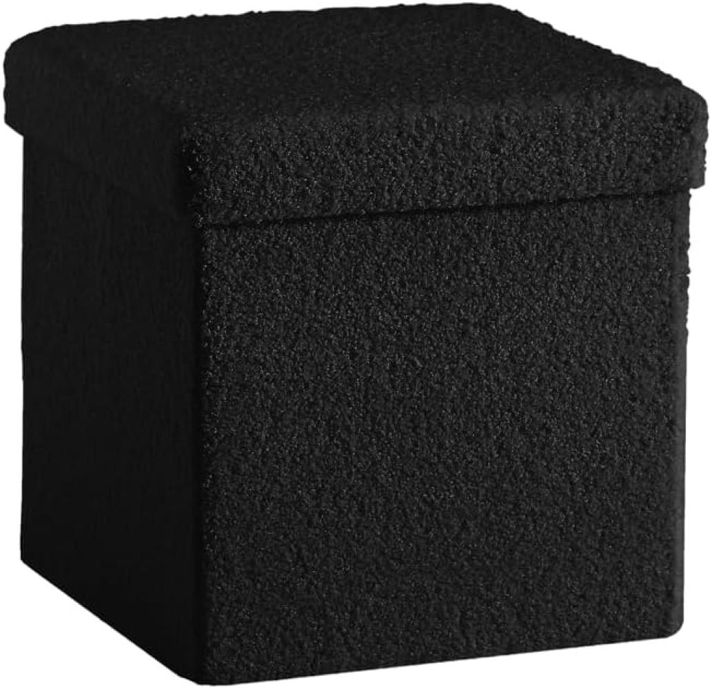 Sitzhocker Sitzwuerfel mit Stauraum Fussbank Truhen Aufbewahrungsbox faltbar belastbar bis 300 kg Deckel abnehmbar, 38 x 38 x 38 cm Samt (Schwarz) Bild 1