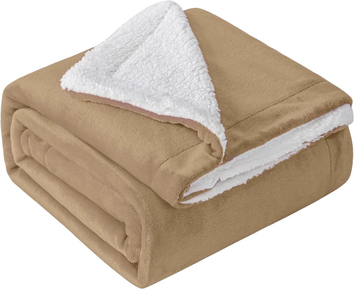 Mixibaby Hochwertige Wohndecken Kuscheldecken, extra Dicke warm Sofadecke/Couchdecke, Größe:150 cm x 200 cm, Farbe:Beige Bild 1