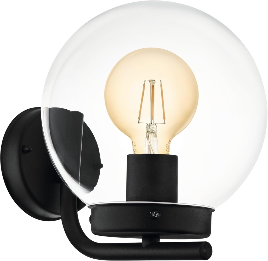 Eglo 99598 Wandleuchte TAVERNA Stahl verzinkt schwarz / Kunststoff transparent L:20 25,5 H:23cm IP44 Bild 1