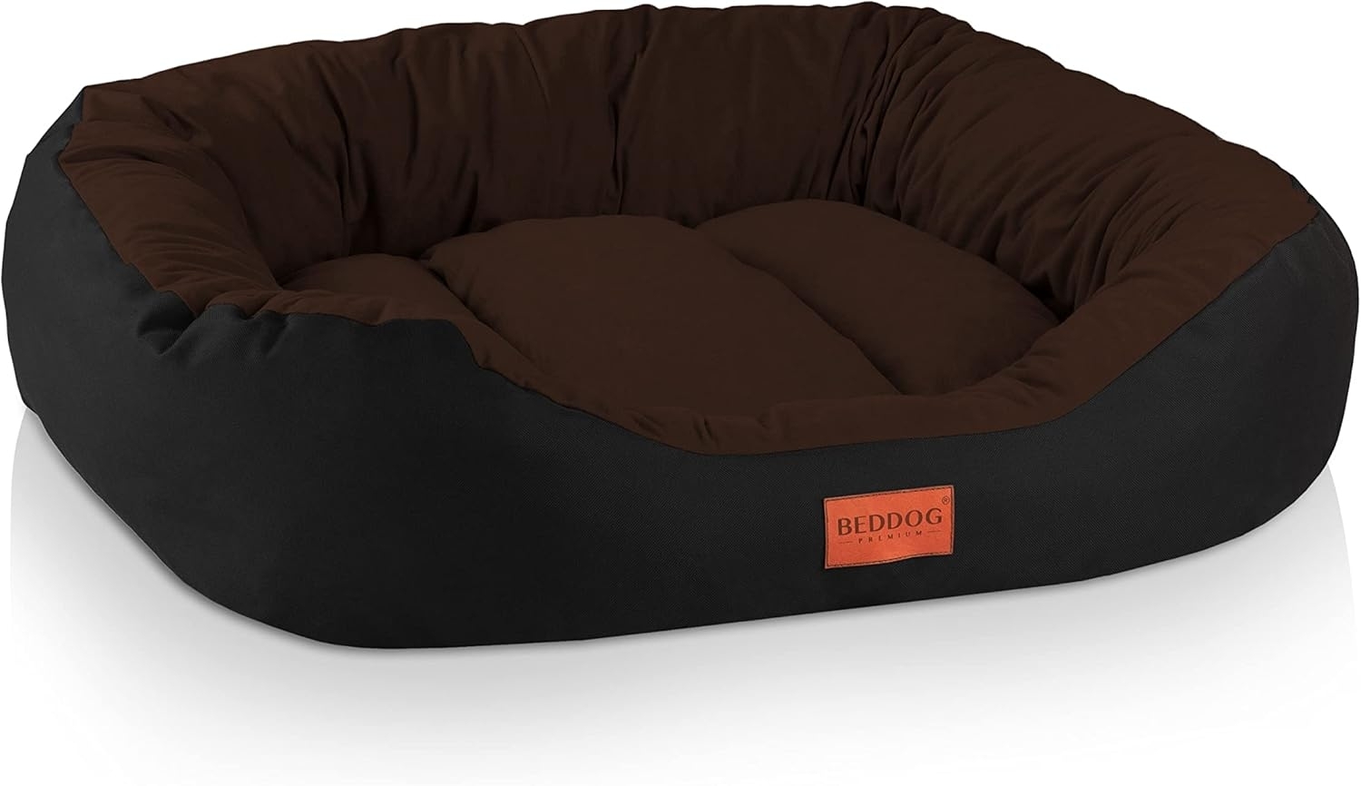 BedDog Hundebett Grosse Hunde - Hundekissen - Hundekorb - Ovales Hundekörbchen - Hundesofa - Hundebetten für Große Hunde - Dog Bed - Hunde Bett - Körbchen Hund aus Alicante-Gewebe XL, MOCCA (schwarz/braun) Bild 1