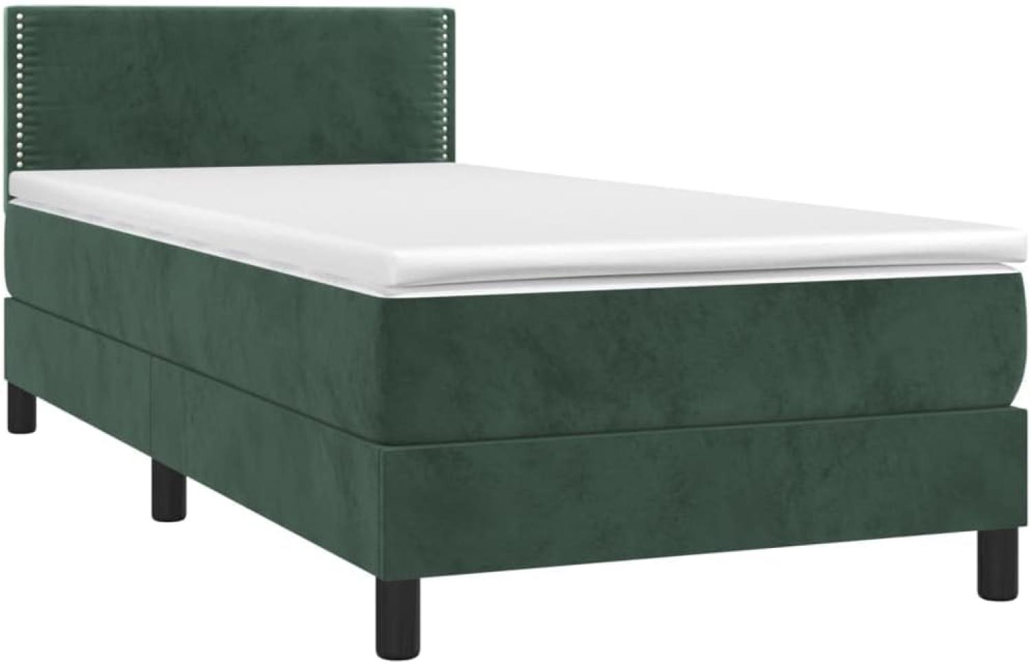 vidaXL Boxspringbett mit Matratze Dunkelgrün 90x190 cm Samt 3141218 Bild 1