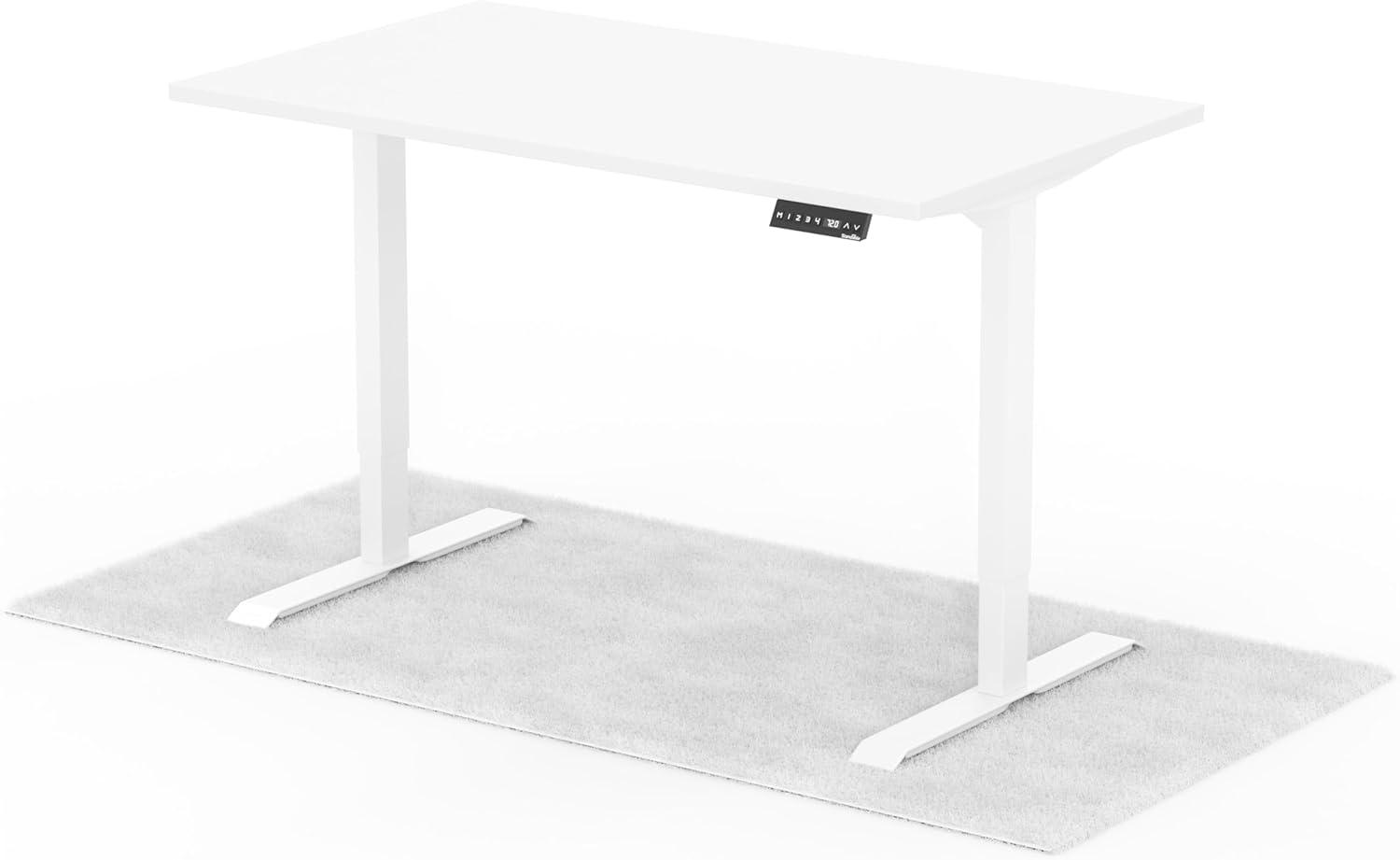 elektrisch höhenverstellbarer Schreibtisch DESK 140 x 80 cm - Gestell Weiss, Platte Weiss Bild 1