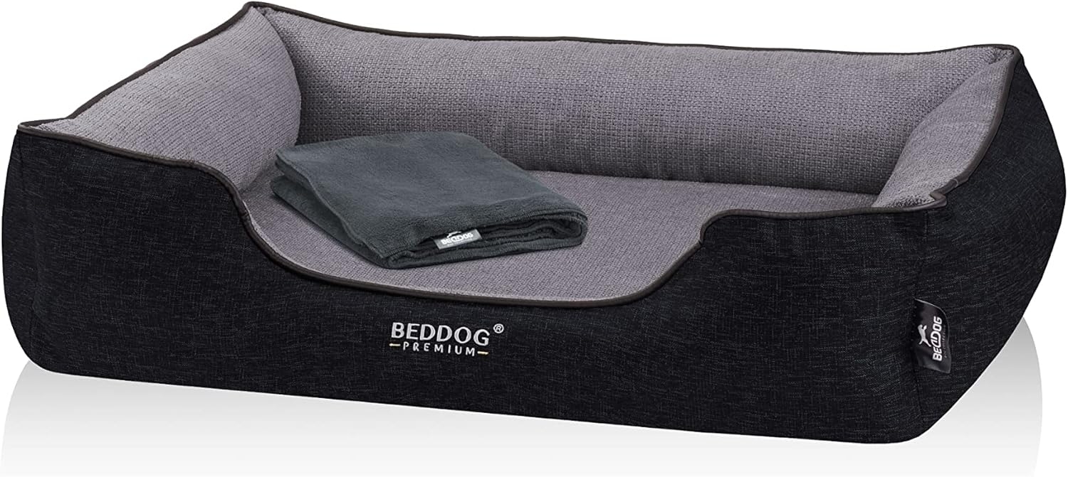 BedDog PREMIUM Orthopädisches Hundebett CLARA, Memory Foam, mit abnehmbaren Bezug THE-ROCK (schwarz/grau), L Bild 1