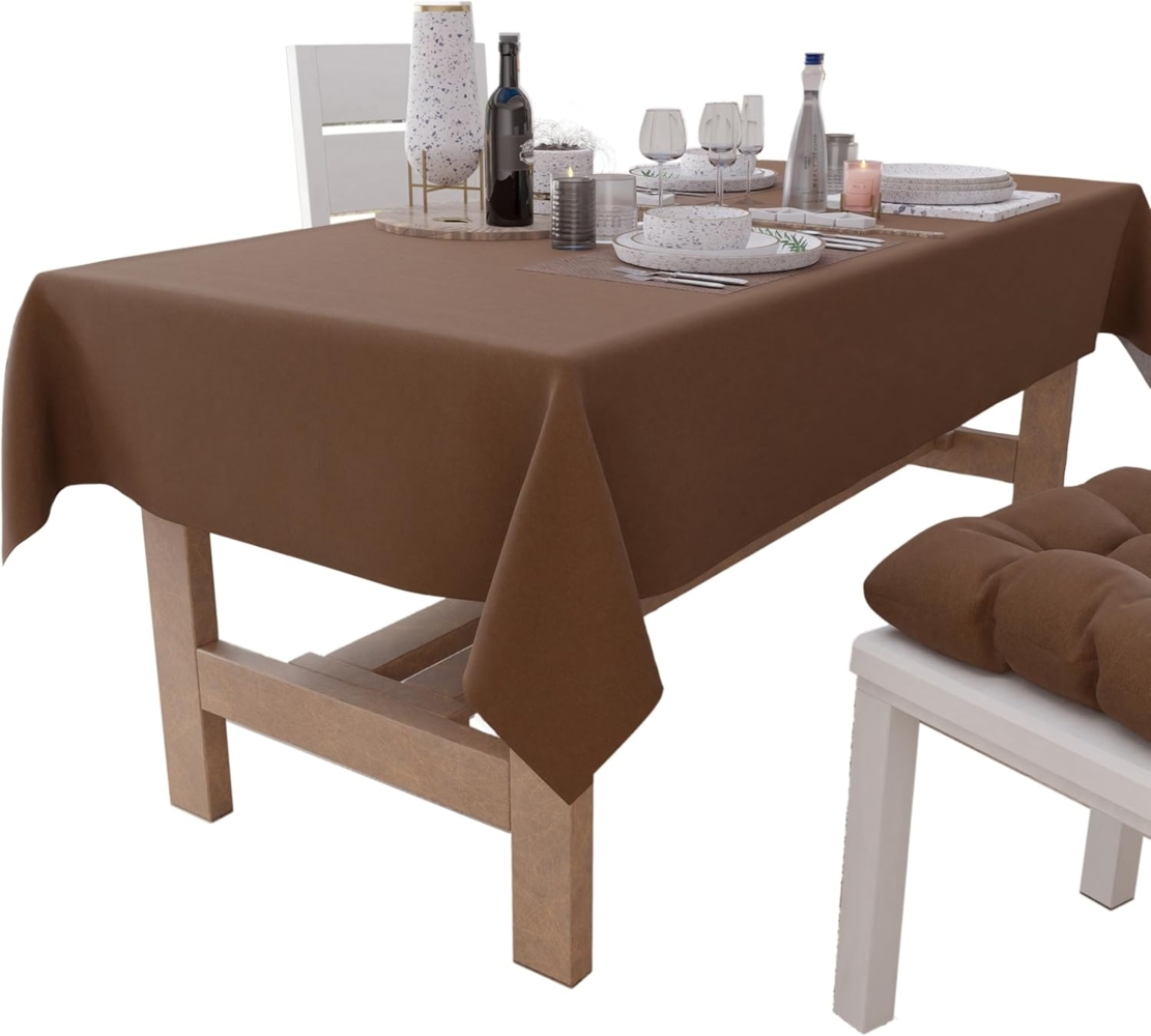 PETTI Artigiani Italiani - Tischdecke, Tischdecke, Tischdecke, Küchentischdecke im Baumwolldesign, einfarbig, braun, 6 Sitzplätze (140x180 cm), 100% Made in Italy Bild 1