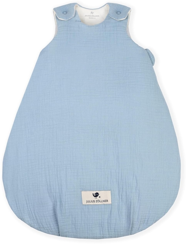 Julius Zöllner Babyschlafsack Musselin denim, Größe 56/62 | aus weicher Musselin Baumwolle, sicher und schadstoffgepüft, ideal für eine ruhige Nacht Bild 1