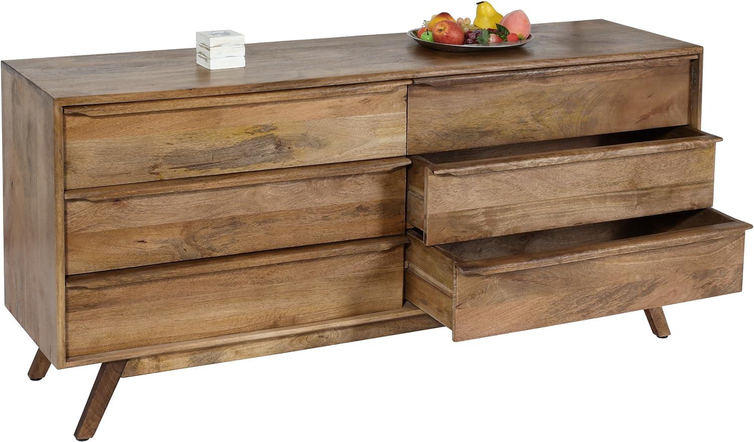 Kommode HWC-L96, Sideboard Schrank Anrichte, 6 Schubladen, Massiv-Holz Mango 72x150x42cm MVG-zertifiziert Bild 1