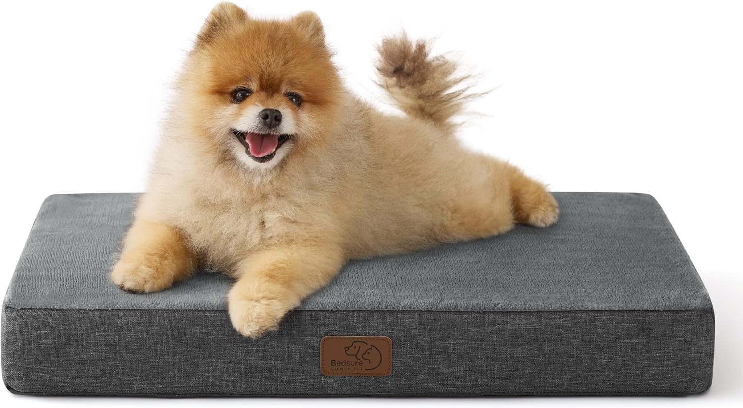 BEDSURE orthopädisches Hundekissen kleine Hunde - 61 x 41 x 8 cm waschbares Hundebett mit 2 in 1 Memoryschaum, kuscheliges Hundematte Hundematratze in größe, dunkelgrau Bild 1