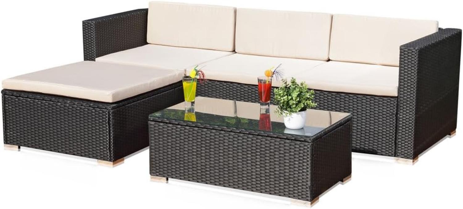 Melko Gartenlounge-Set Gartengarnitur Lounge Polyrattan 5tlg. Sitzgruppe Gartenset, (Set), Schraub-Ausgleich-Standfüße Bild 1