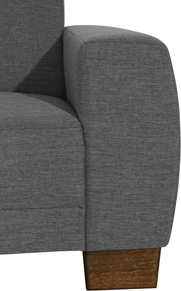 Blackpool Ecksofa Flachgewebe Leinenoptik Anthrazit Buche Nussbaumfarben Bild 1