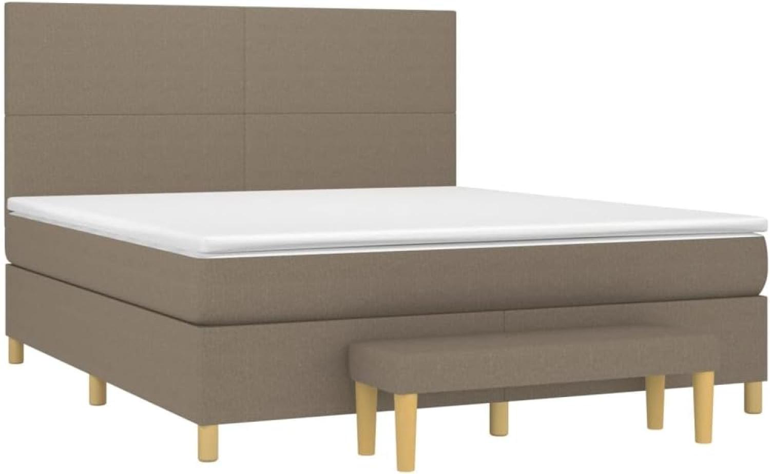 vidaXL Boxspringbett mit Matratze Taupe 160x200 cm Stoff 3137009 Bild 1