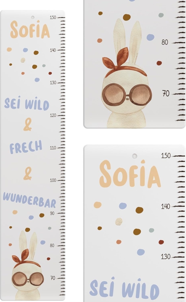 KIDSMOOD - Messlatte für Kinderzimmer Personalisiert, 70-140 cm - Messlatte Kinder Holz personalisiert Mit Namen für Baby- & Kleinkinderzimmer - Individuelles Geschenk für Kinder und Babys zum Geburt Bild 1