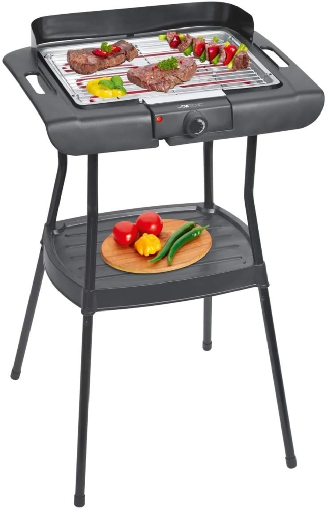 Clatronic® Elektro Grill | Barbecue-Tischgrill | Indoor-Outdoor BBQ | elektrischer Standgrill | Balkon/Camping/Gartengrill | Grillrost | Windschutz | Grillfläche 35,5x24,5 cm | 2000 Watt | BQS 3508 Bild 1