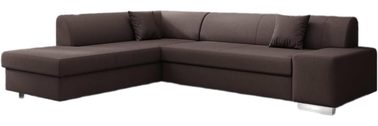 Designer Sofa Pina mit Schlaf- und Klappfunktion Stoff Dunkelbraun Links Bild 1