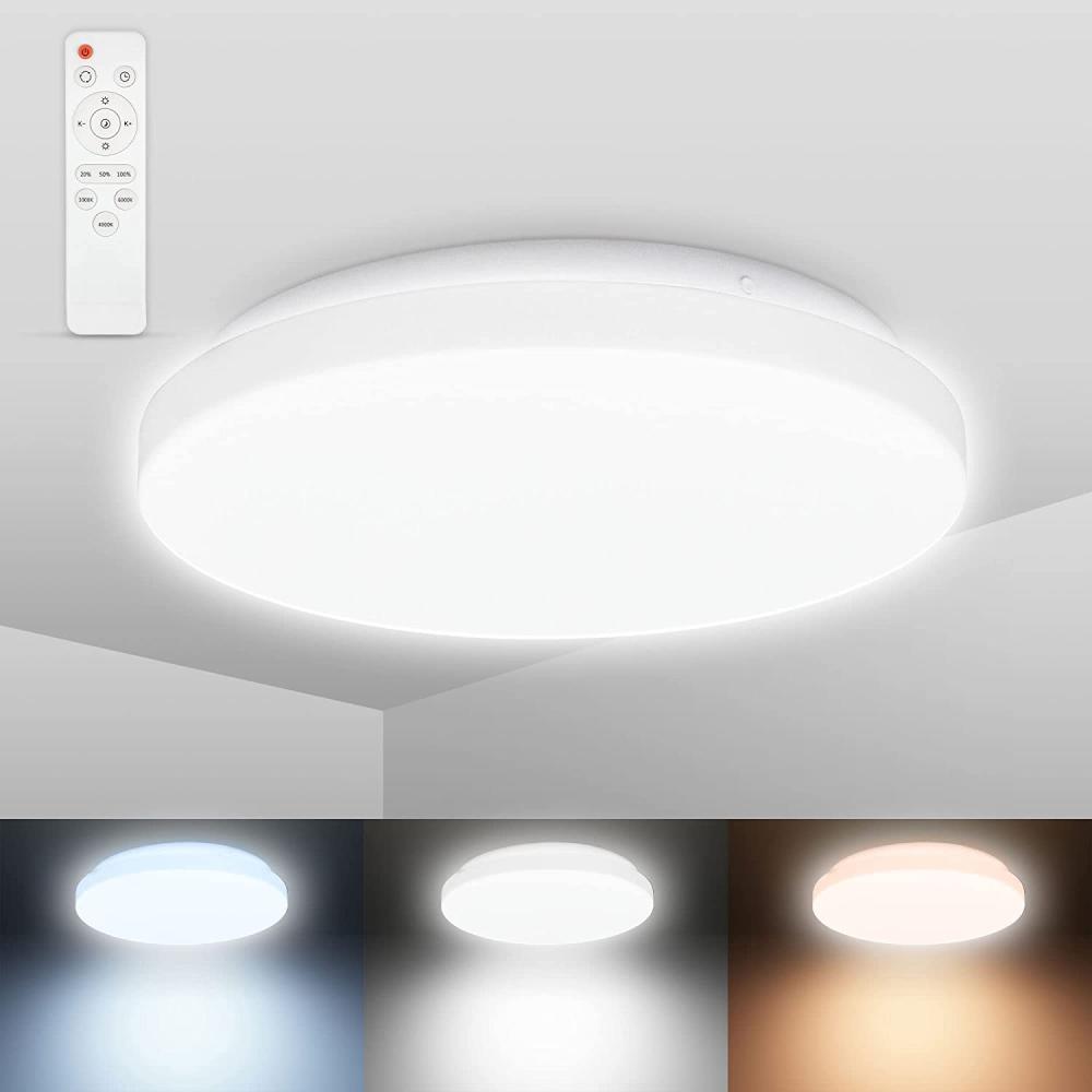 B.K.Licht Deckenleuchte Badezimmerlampe 12W CCT 1.200lm IP44 Weiß - BKL1526, Dimmfunktion, LED fest integriert, Farbwechsler, Kaltweiß, Neutralweiß, Warmweiß, Farbtemperatursteuerung 3000K-6500K Fernbedienung Weiß Bild 1