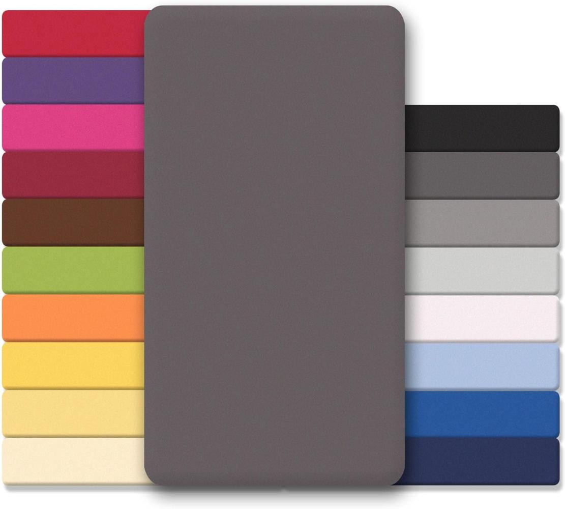 CelinaTex Jersey Spannbettlaken Lucina Doppelpack 90x200-100x200cm anthrazit grau 100% Baumwolle gekämmt bis 26cm Matratzenhöhe Oeko-TEX Bild 1