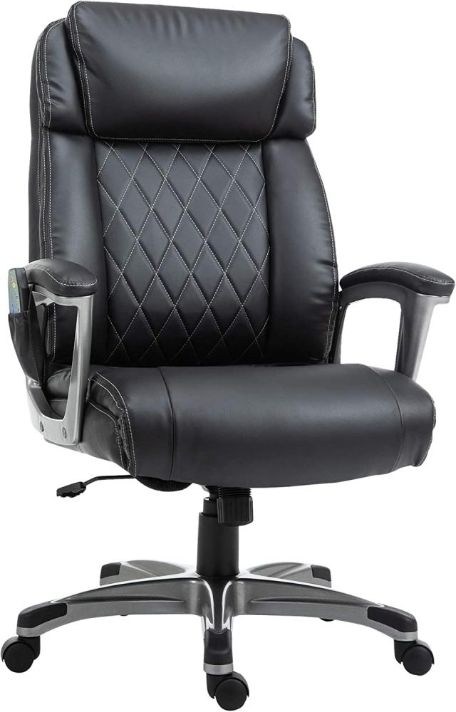 Vinsetto Vinsetto Massage-Bürostuhl 6-Punkt-Massage-Drehstuhl ergonomischer Stuhl Einstellbare aus Kunstleder mit gewölbter Kopfstütze und Armlehne Schwarz 70 x 76,5 x 114-124 cm Bild 1