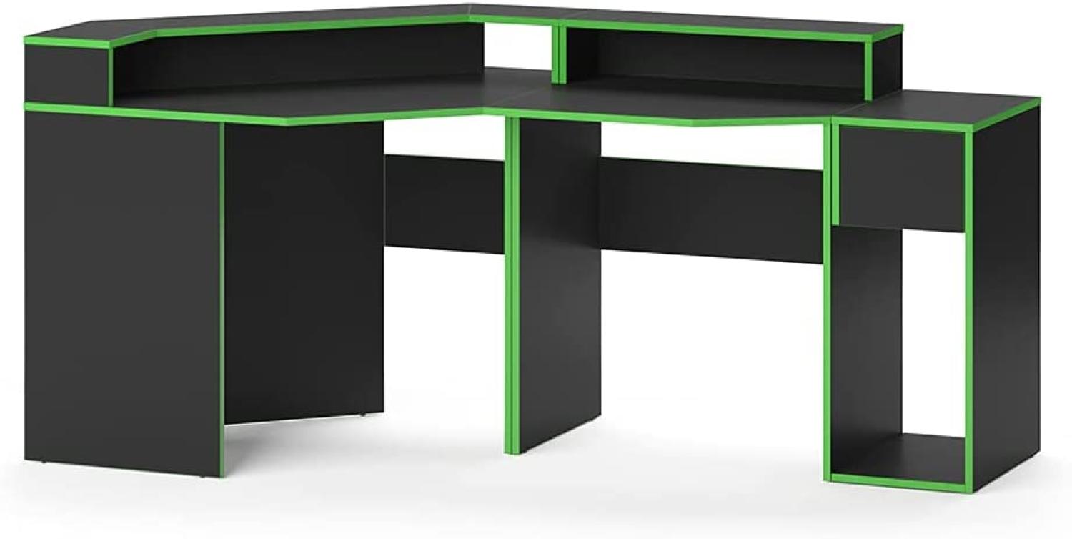 Vicco Computermöbelset, 1 Computertisch (Ecke), 1 Computertisch (kurz), 1 Computerschrank, Computerecktisch Computertisch kurz PC-Schrank Kron, Grün/Schwarz Bild 1