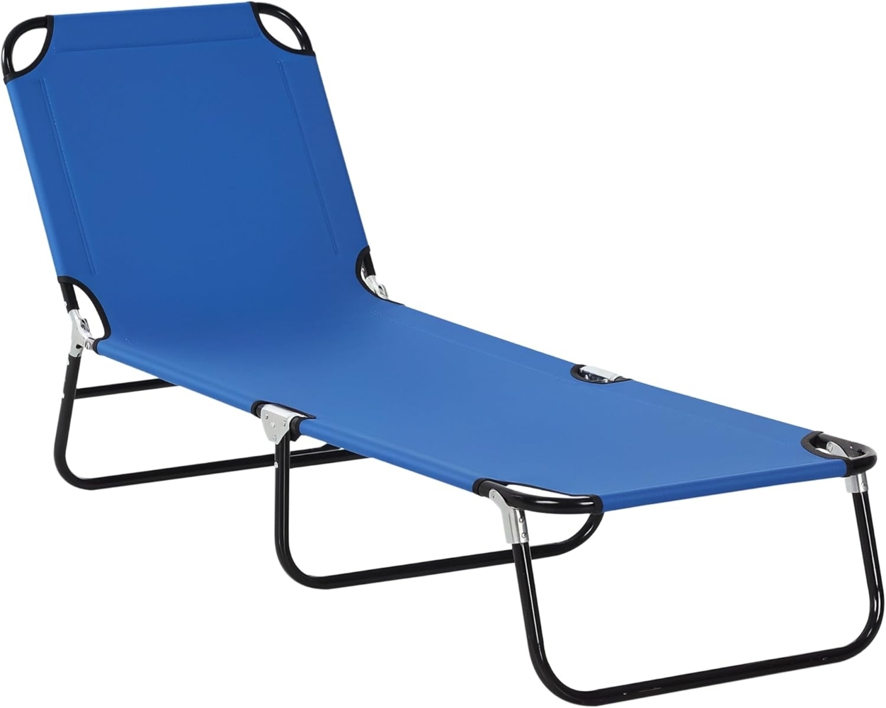 Outsunny Sonnenliege, Gartenliege mit Verstellbarer Rückenlehne, Liegestuhl, Relaxliege, Campingliege für Garten, Balkon, Stahl, Blau, 188 x 56 x 28 cm Bild 1